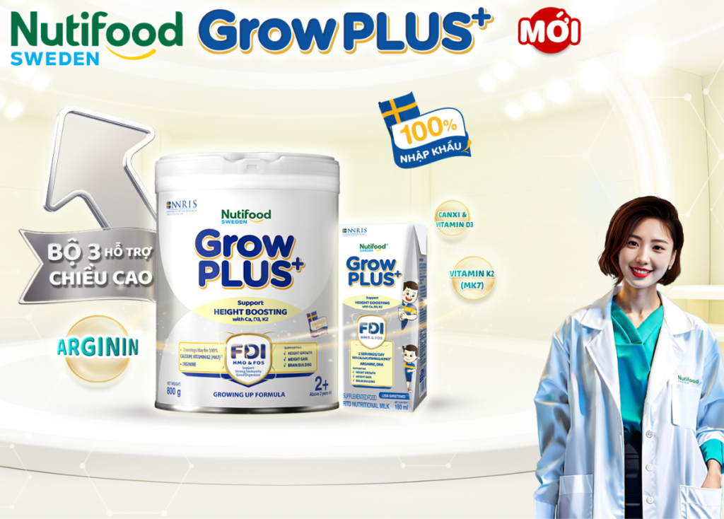 Sữa bột Grow Plus đáp ứng thể trạng và nhu cầu dinh dưỡng của trẻ em Việt Nam