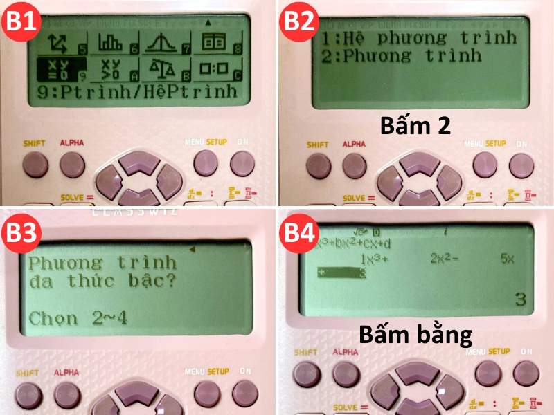 Cách giải phương trình bậc 2, 3, 4 bằng máy Casio FX-580VN X