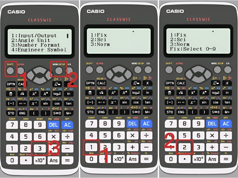 Cách làm tròn số trên máy tính Trên máy tính Casio fx-580VN X và Casio fx-570VN Plus