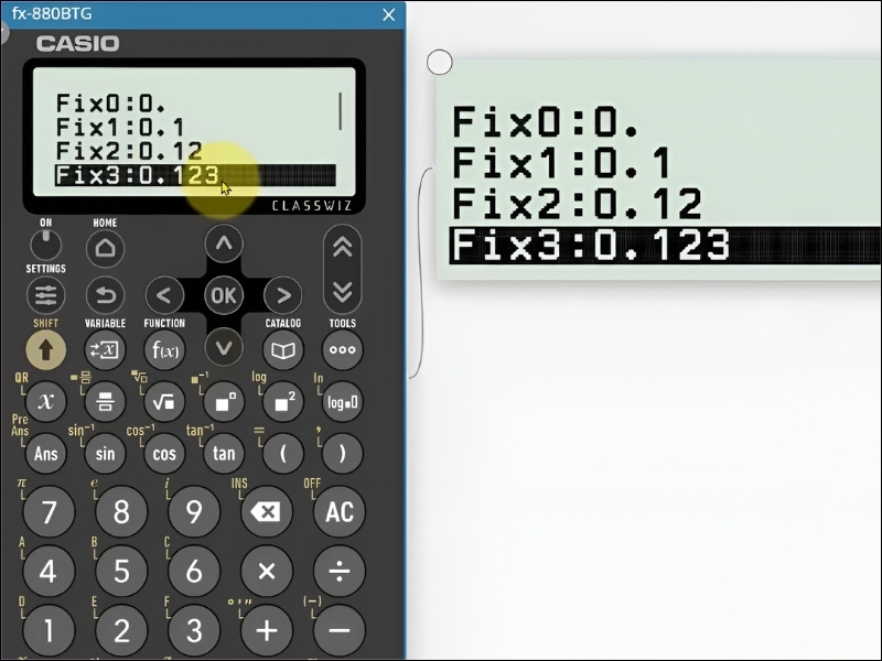 Cách làm tròn số trên máy tính Casio fx-880BTG