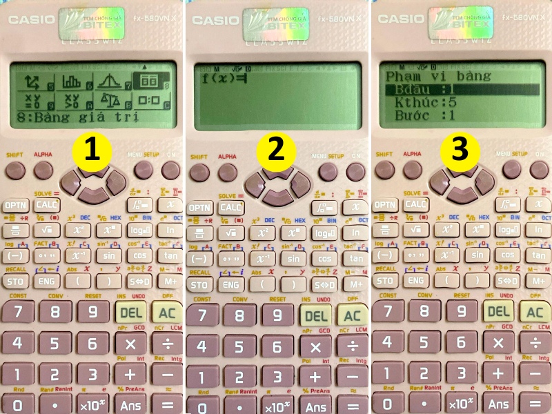 Sử dụng chức năng bảng giá trị (TABLE)