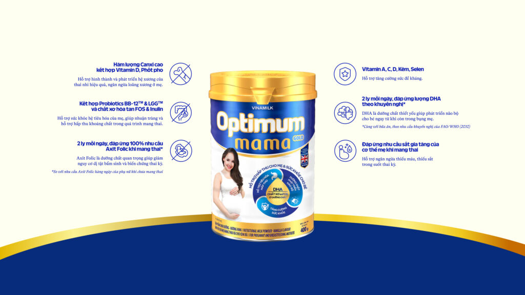 Sữa Optimum Mama Gold tăng sức đề kháng và hỗ trợ não bộ cho bé