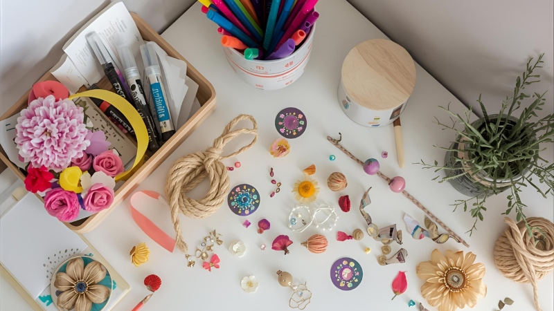 Vật liệu trang trí sáng tạo để làm bookmark