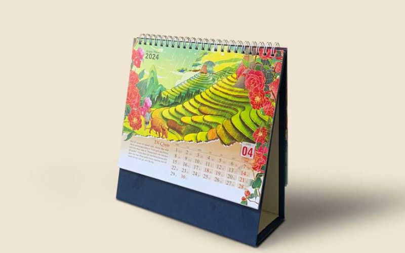 Mẫu lịch để bàn chữ A chủ đề cảnh quan thế giới