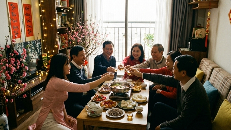 Party Tết tại nhà là buổi họp mặt ăn uống trò chuyện