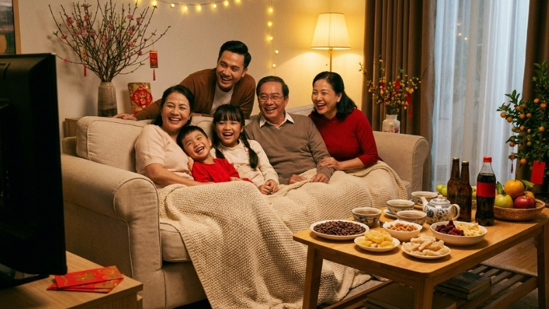 Tiệc Tết kết hợp xem phim tại nhà với đồ ăn nhẹ