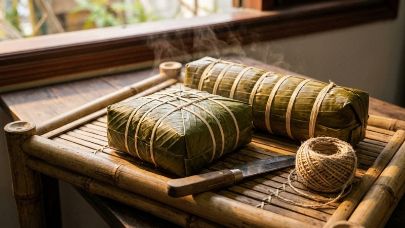 Bánh chưng và bánh tét là hai loại bánh Tết truyền thống thể hiện khác biệt phong tục Tết miền Bắc miền Nam