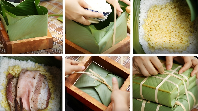 Cách gói bánh chưng bằng khuôn cho người mới giúp bánh vuông vức, đẹp