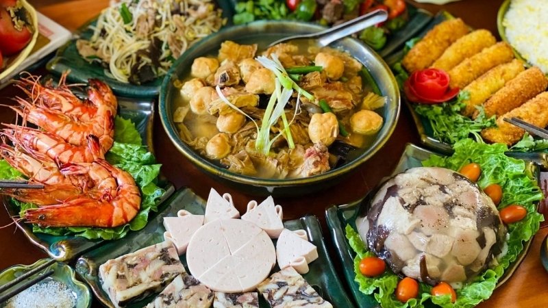 Hình minh họa mâm cỗ ngày Tết