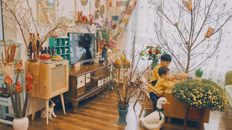 Trang trí đúng giúp không gian gọn gàng mà vẫn có không khí Tết