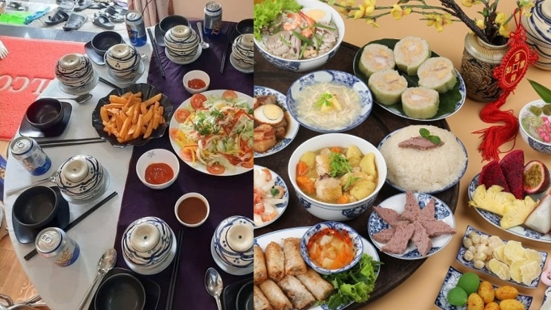 Bàn tiệc có thêm đồ uống làm bàn ăn thêm trọn vị