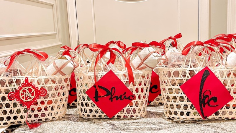 Giỏ quà tết từ tre, mây bền đẹp