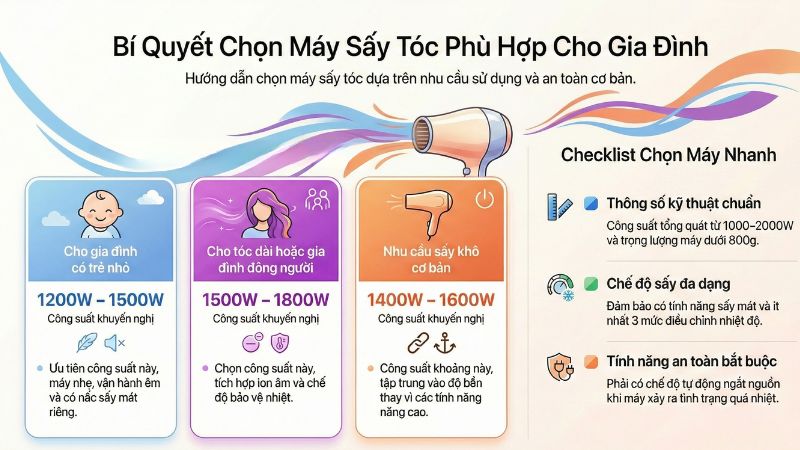 Tiêu chí chọn nhanh máy sấy tóc theo nhu cầu gia đình