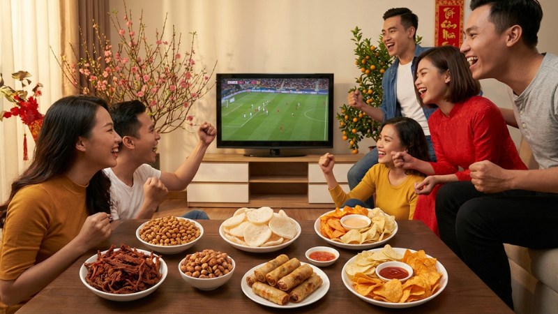 Bàn xem bóng đá tại nhà với nhiều món mặn