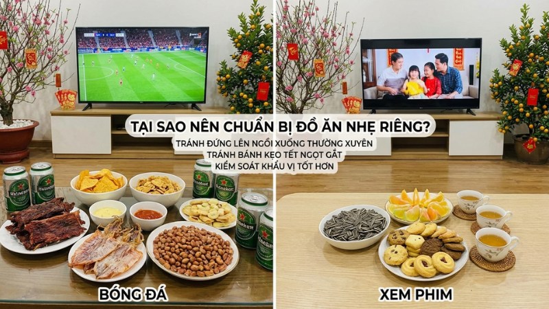 So sánh snack xem bóng đá và snack xem phim ngày Tết