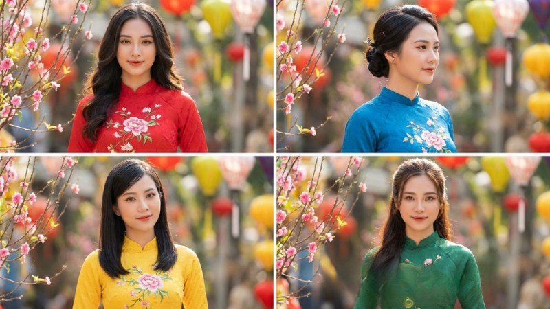 Kiểu tóc kết hợp áo dài truyền thống