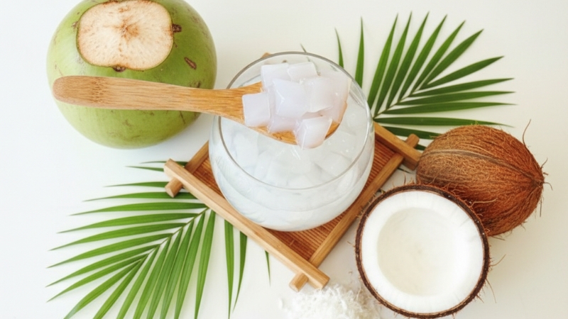 Thạch dừa nguyên chất hầu như không chứa chất béo