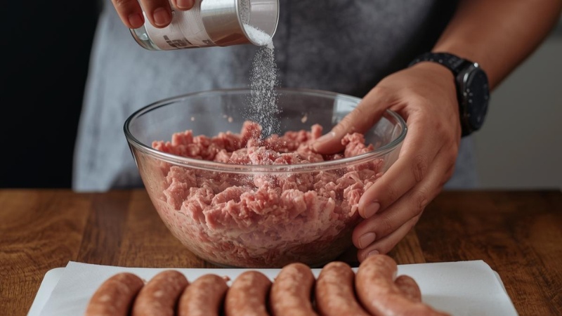 Hàm lượng natri trong xúc xích đến từ nguyên liệu muối