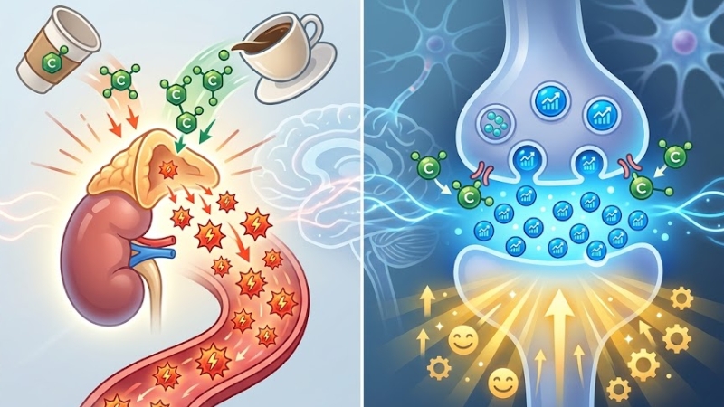 Caffeine giúp kích thích Adrenaline và Dopamine
