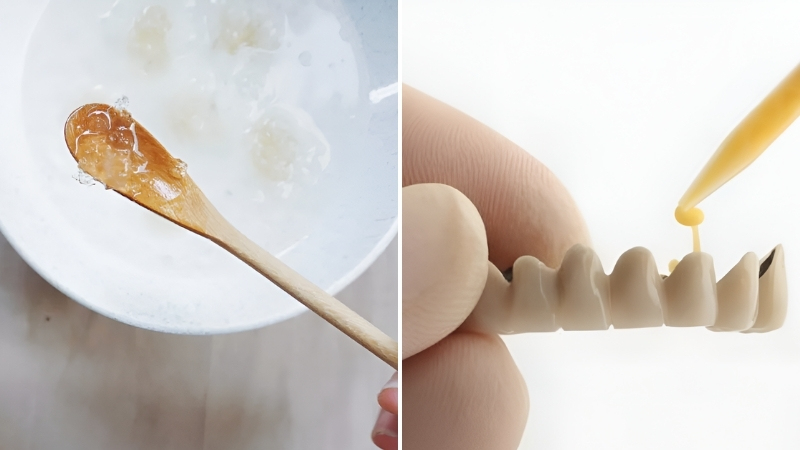 Nhựa trôm có thể được tinh chế để làm chất kết dính răng giả tạm thời