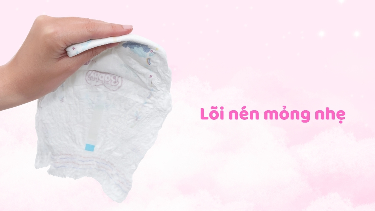 Tã Bobby sở hữu lõi nén 3mm mỏng nhẹ