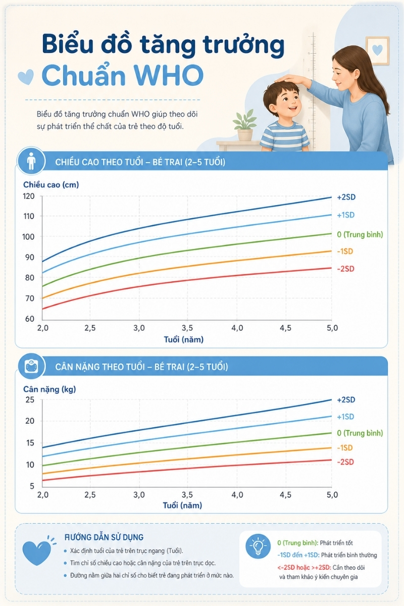 Biểu đồ tăng trường của bé