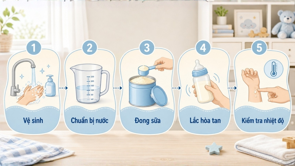 Các bước chuẩn bị và cách pha sữa Aptamil
