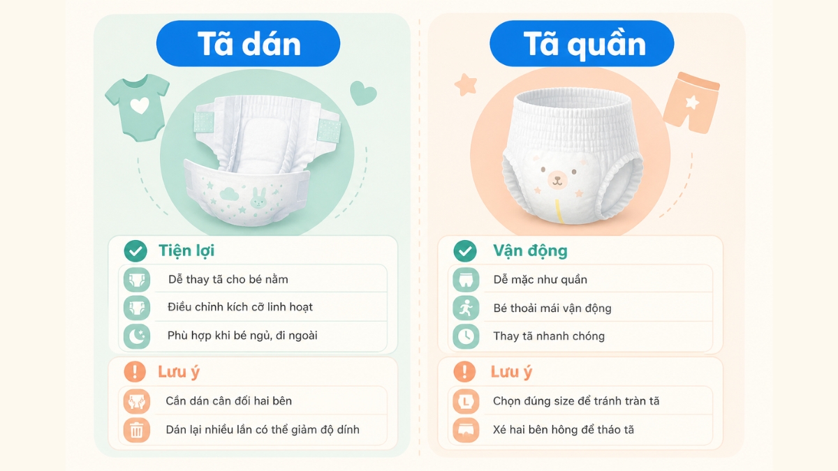 Ưu, nhược điểm từng loại tã