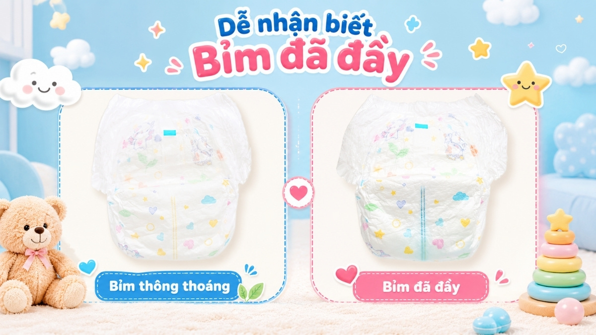 Vạch báo ẩm giúp phụ huynh dễ dàng nhận biết thời điểm cần thay tã