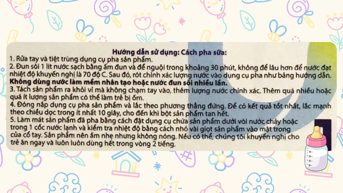 Hướng dẫn pha sữa Aptamil dạng thanh được in trên vỏ hộp