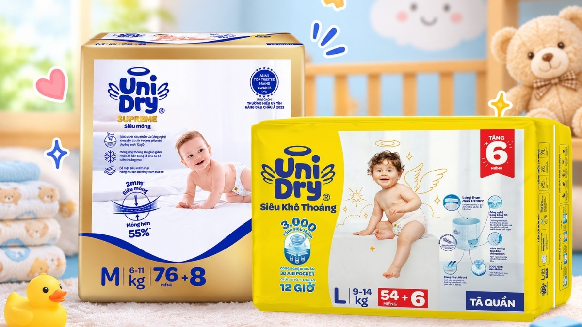 Tã quần UniDry Supreme Thin & Soft và UniDy tiêu chuẩn