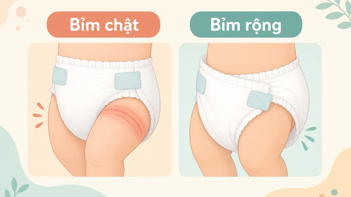 Dấu hiệu bỉm bị chật và rộng