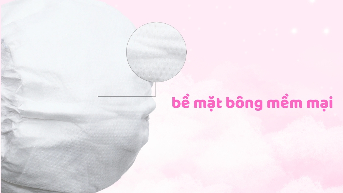 Bỉm chính hãng có bề mặt bông êm ái