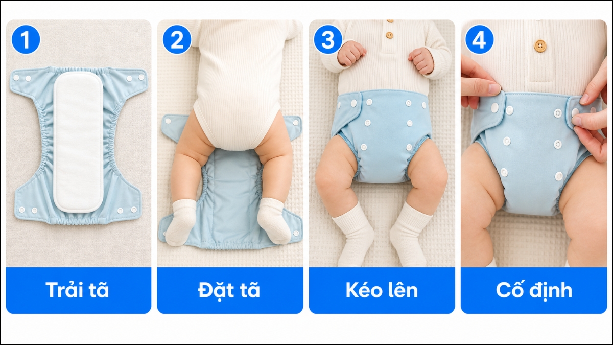 Cách mặc và quấn tã vải cho bé từng bước