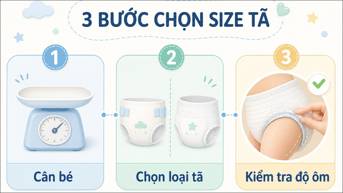 3 bước cách chọn size bỉm Goo.n theo cân nặng