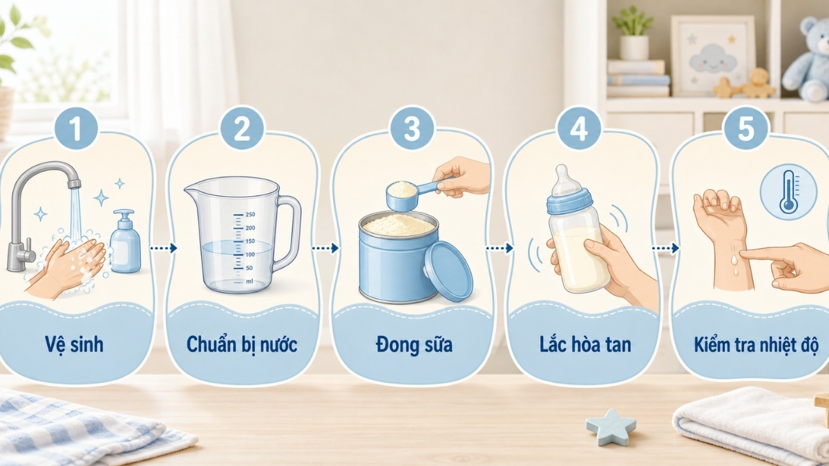 Các bước pha sữa công thức đúng chuẩn
