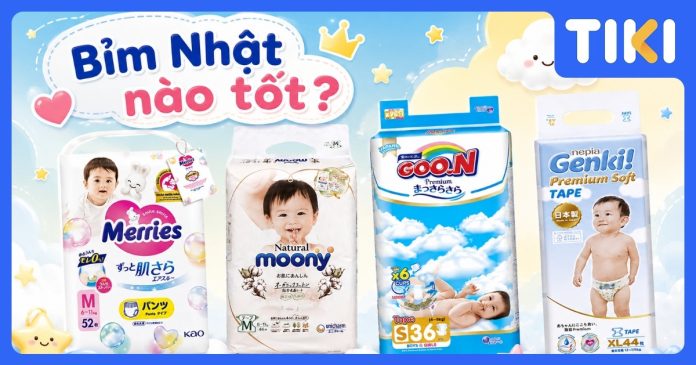 Bỉm Nhật nào tốt? So sánh chi tiết Merries, Moony, Goon, Genki