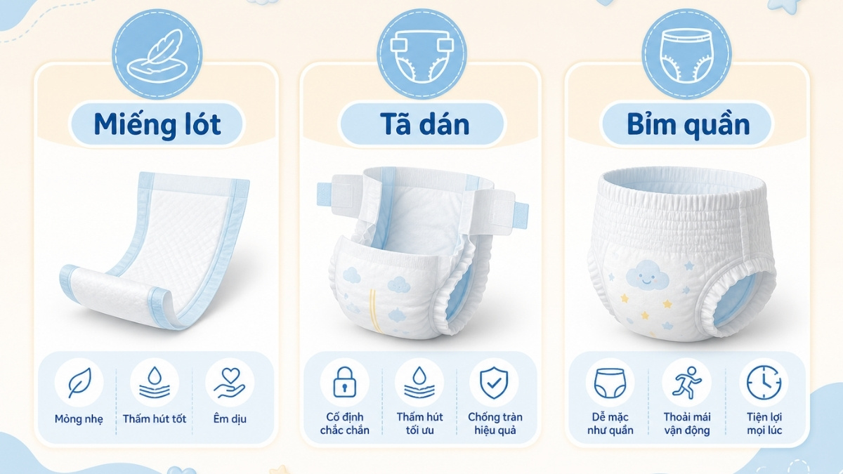 Khi bé đã vận động nhiều, bỉm quần cho bé thường tiện hơn