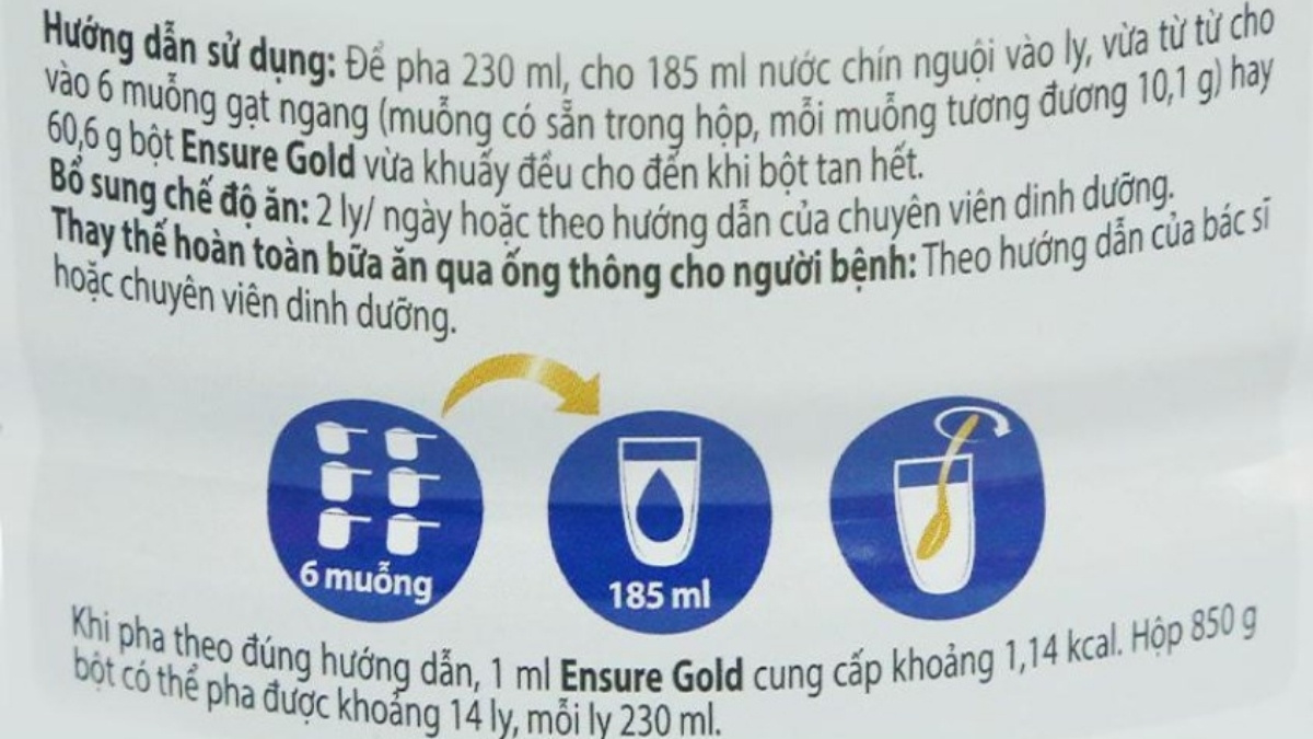 Các bước pha sữa Ensure không bị vón cục