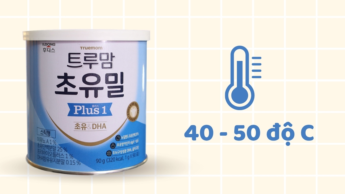 Sữa non Ildong yêu cầu nhiệt độ pha từ 40 - 50 độ C
