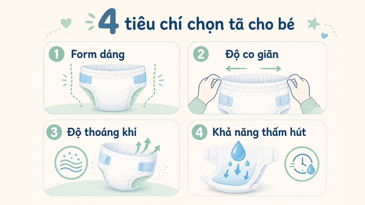 Các tiêu chí chọn tã quần phù hợp cho bé