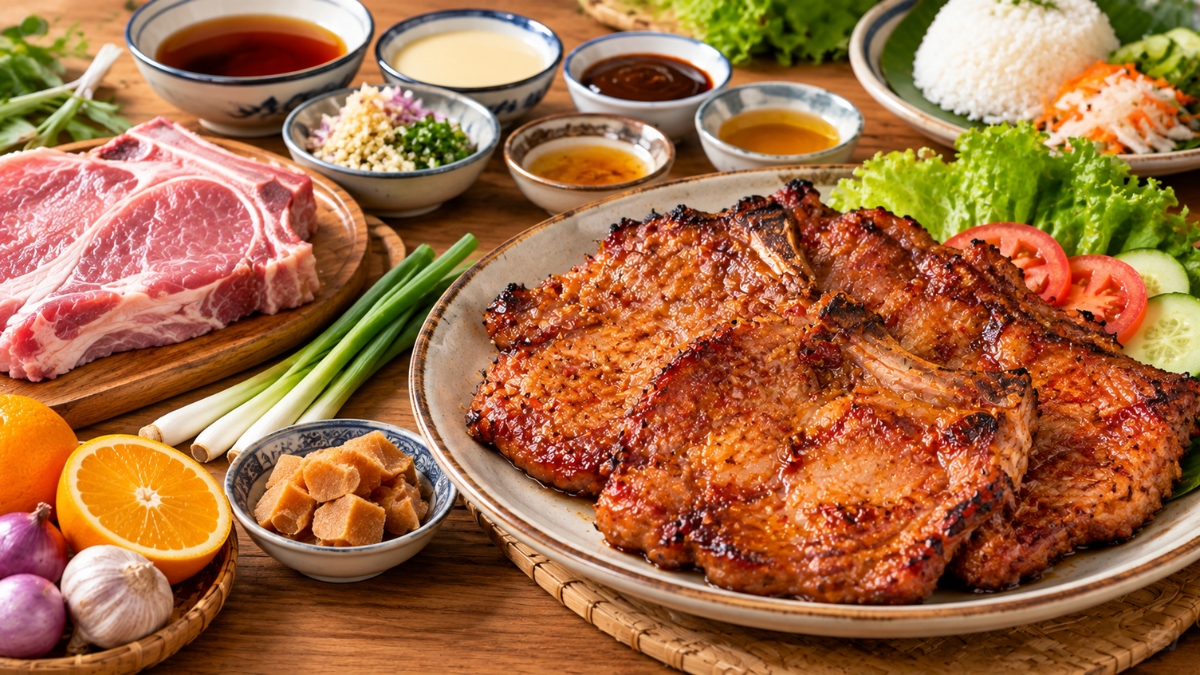 Ướp sườn cốt lết nướng cơm tấm
