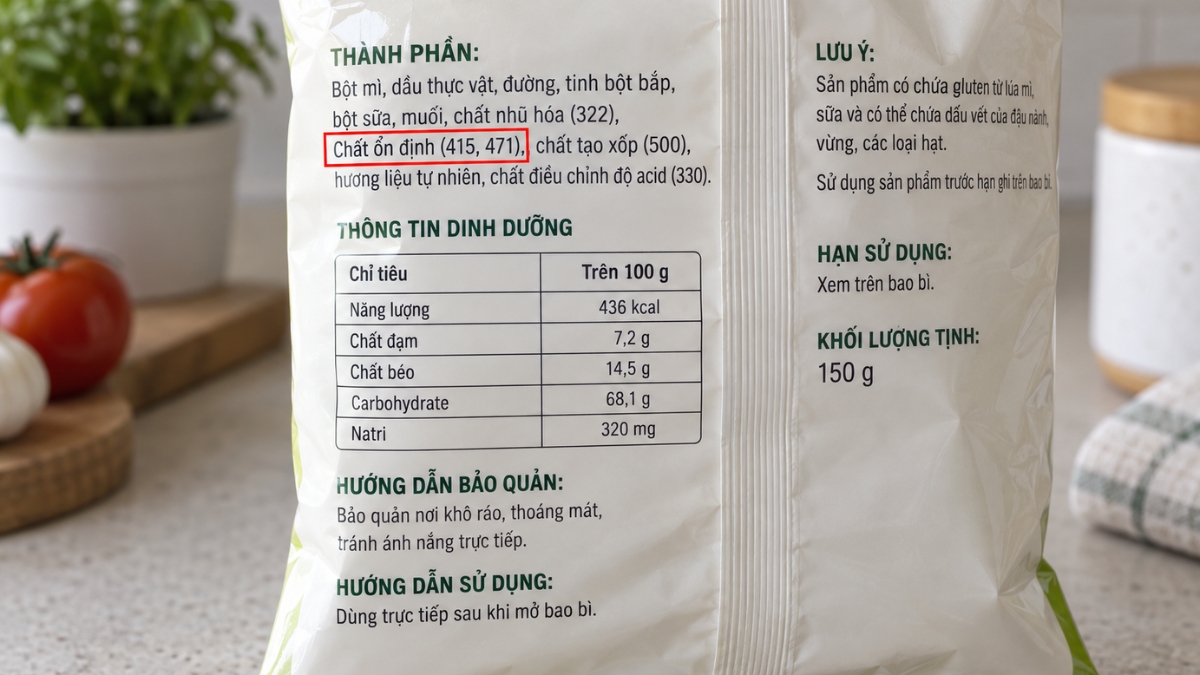 Nhận biết các loại chất ổn định phổ biến trên bao bì
