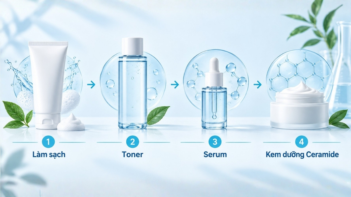 Thứ tự bôi sản phẩm chứa Ceramide chuẩn khoa học