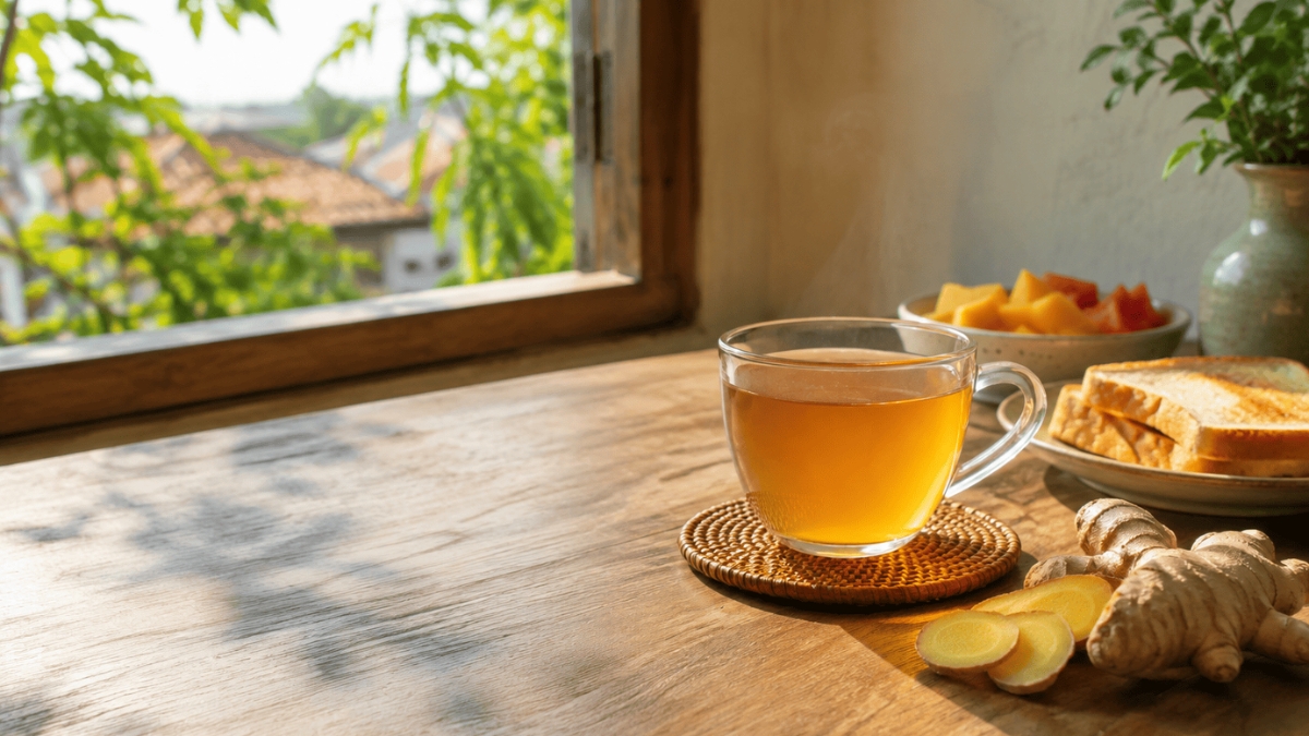 Uống trà gừng có thể góp phần làm dịu cảm giác khó chịu sau khi vận động