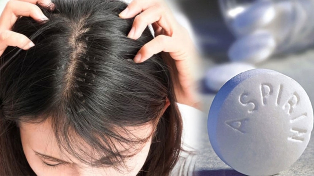 Nghiền Aspirin rồi trộn trực tiếp với dầu gội