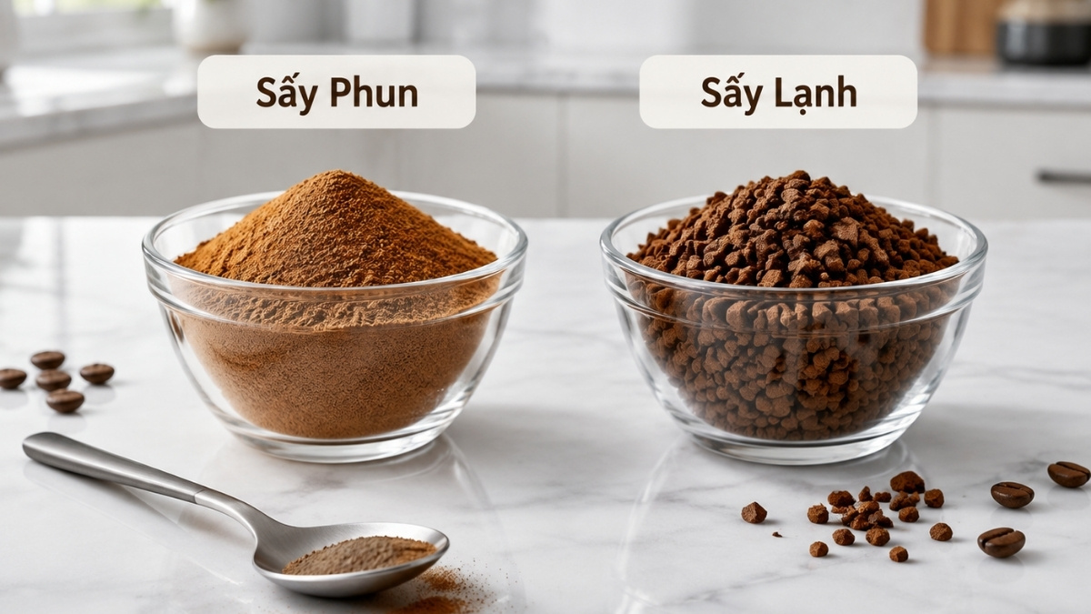 Hình thức của cà phê sấy phun và sấy lạnh