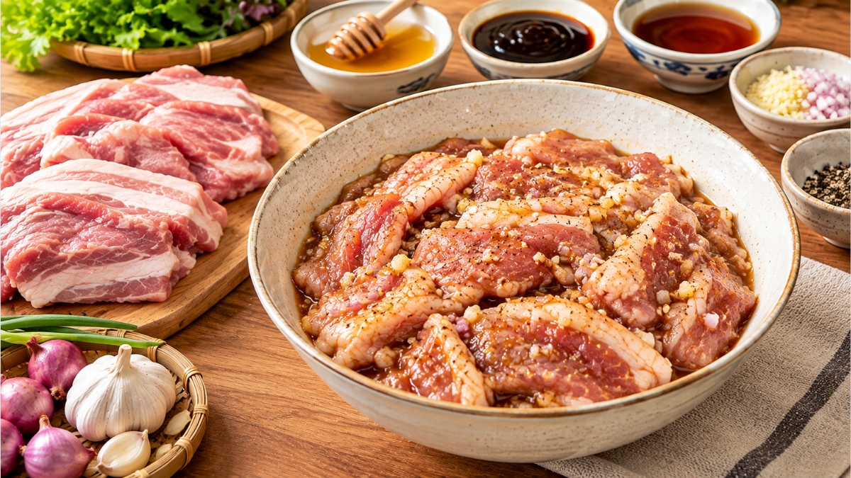 Ướp thịt nướng bún chả