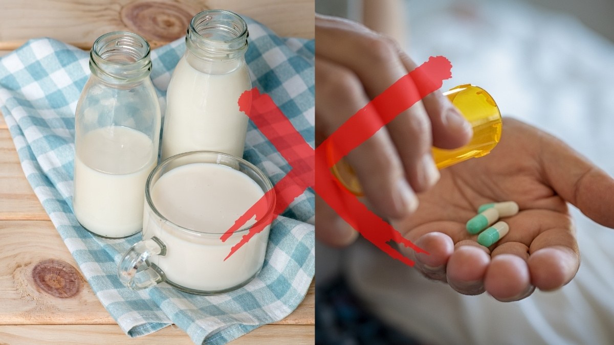 Không uống sữa và thuốc cùng lúc